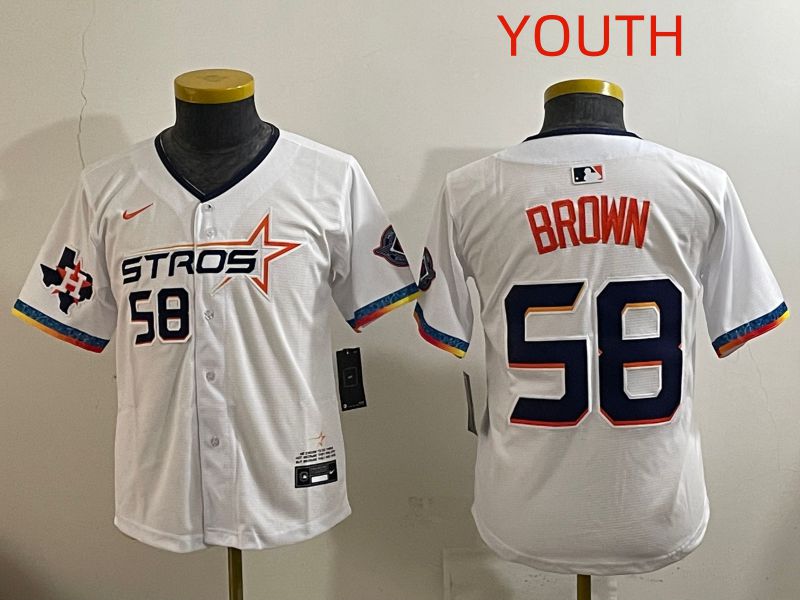 Youth Houston Astros #58 Brown White Fourth generation Joint Name 2025 Nike MLB Jersey style 11
